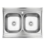 Кухонна мийка з двома чашами Lidz 6080 0,8 мм Decor (LIDZ6080DEC08)