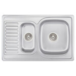 Кухонная мойка с дополнительной чашей Lidz 7850 0,8 мм Satin (LIDZ7850SAT8)