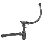 Сифон для кухонної мийки Lidz (GRA) 47 01 003 01 з круглим переливом (вихід 50/40мм)