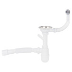 Сифон для кухонної мийки Lidz (WHI) 60 08 E001 01 ECO з круглим переливом (вихід 50 мм)