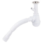 Сифон для кухонної мийки Lidz (WHI) 60 05 M002 00 з відводом для пральної машини (вихід 40/50 мм)