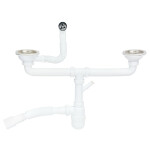 Сифон подвійний для кухонної мийки Lidz (WHI) 60 08 E001 02 ECO з круглим переливом (вихід 50 мм)