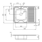 Кухонна мийка Lidz 6080-L 0,6 мм Satin (LIDZ6080L06SAT)