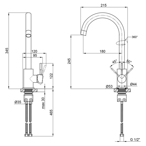 Змішувач для кухні Lidz 12 32 015F-8