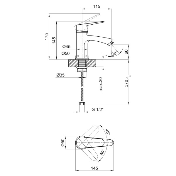 Змішувач для раковини Lidz (CRM) 14 34 001F