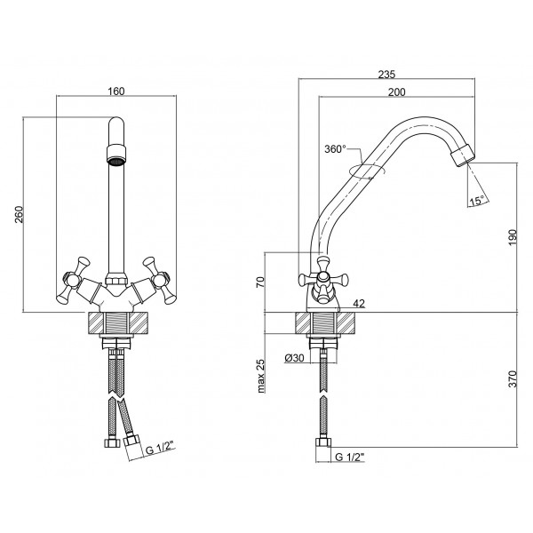 Змішувач для кухні Lidz (CRM) 75 21 272F-1