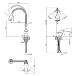 Змішувач для кухні Lidz (CRM) 40 87 008F 4 з рефлекторним виливом