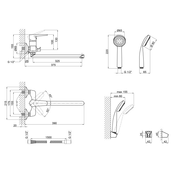 Змішувач для ванни Lidz (CRM) 14 34 005B-1 New