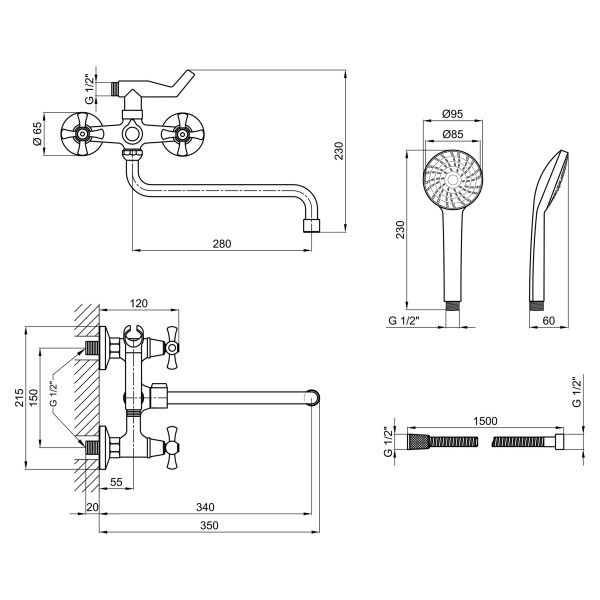 Змішувач для ванни Lidz (CRM) 75 21 140S New