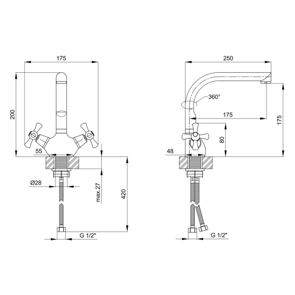 Змішувач для кухні Lidz (CRM) 75 21 271F-6