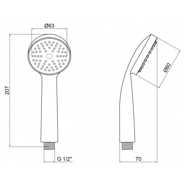 Лейка для ручного душа Lidz (CRM) 51 00 000 00