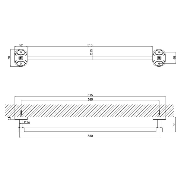 Тримач для рушників Lidz (CRM) 114.01.01 65 см