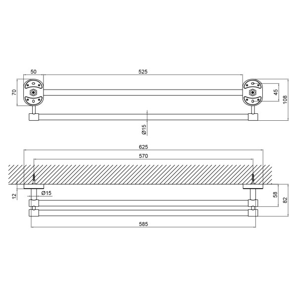 Тримач для рушників Lidz (CRM) 114.01.02 65 см