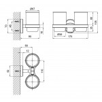 Стакан двойной Lidz (CRG) 114.04.02 с держателем зубных щеток