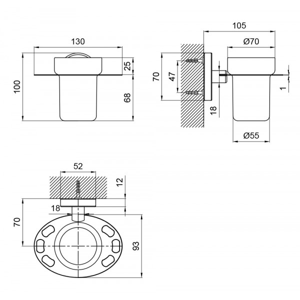 Стакан Lidz (CRG) 114.04.03 с держателем зубных щеток