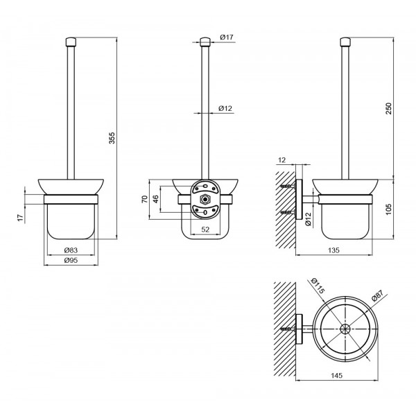 Йоржик для унітаза Lidz (CRG) 114.05.01