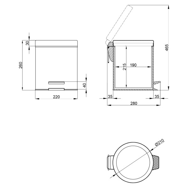 Ведро для мусора Lidz (CRM) 121.01.05 5 л