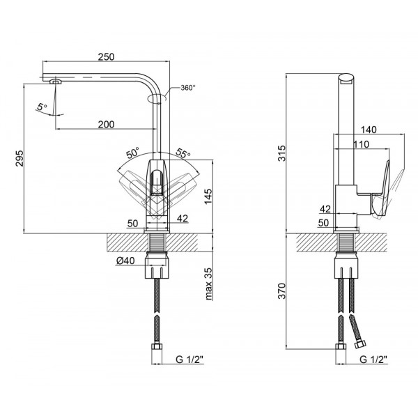 Змішувач для кухні Lidz (CRM) 13 33 015F-13
