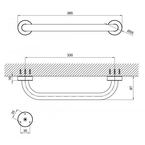 Поручень для ванны Lidz (CRM) 121.03.01 35 см