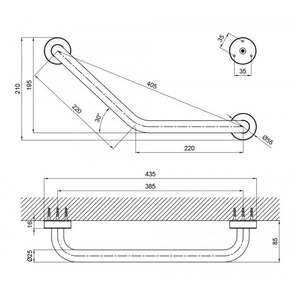 Поручень для ванны Lidz (CRM) 121.03.02