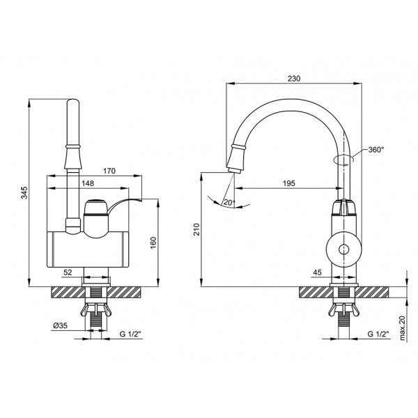 Кран для кухні проточний Lidz (WCR) 95 00 058