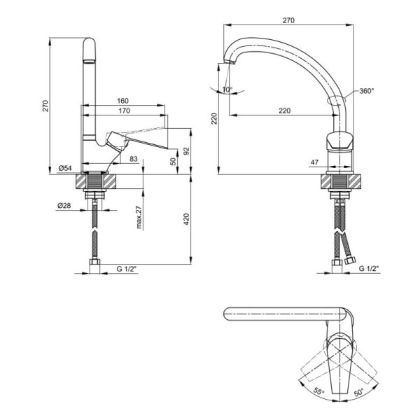 Змішувач для кухні Lidz (WHI) 20 38 011 03