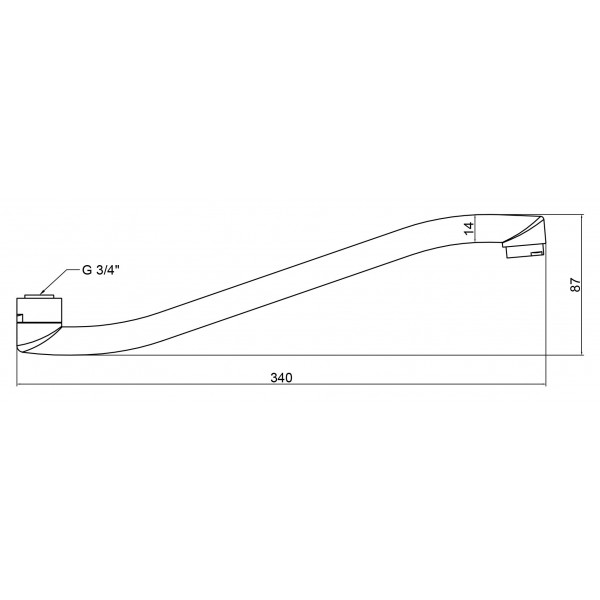 Излив для ванны Lidz (CRM) 54 02 350 01 350 мм