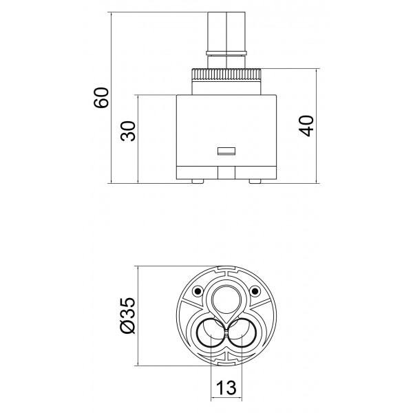 Картридж Lidz (CRM) 55 00 035 00 з пластиковим штоком 35 мм