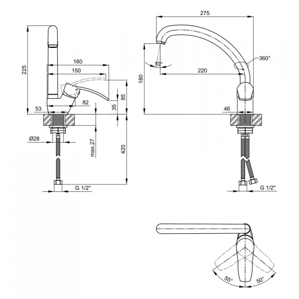 Змішувач для кухні Lidz (WHI) 40 87 008F-3