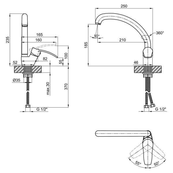 Змішувач для кухні Lidz (COL) 40 87 008F-3