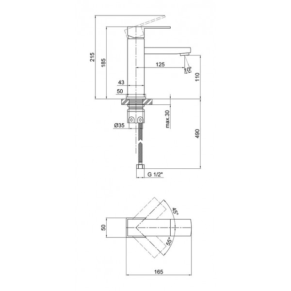 Змішувач для раковини Lidz (NKS) 10 30 001F