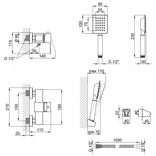 Змішувач для душу Lidz (NKS) 10 30 010