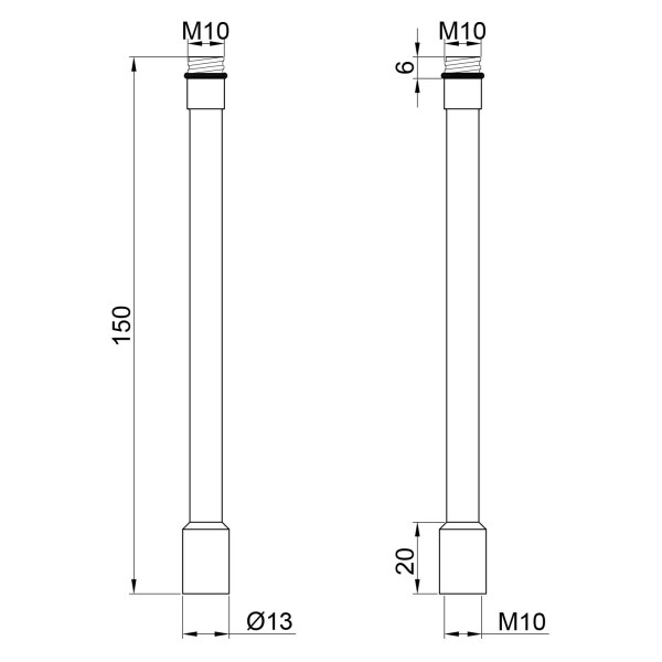 Удлинитель для подвода воды к смесителю Lidz (CRM) 46 00 001 15 150 мм