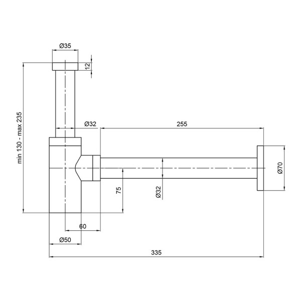 Сифон для раковини Lidz (CRM) 47 01 001 00