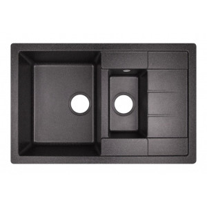 Кухонная мойка с дополнительной чашей Lidz 780x495/200 BLA-03 (LIDZBLA03780495200)