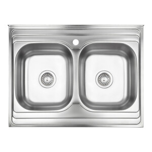 Кухонна мийка з двома чашами Lidz 6080 0,8 мм Decor (LIDZ6080DEC08)