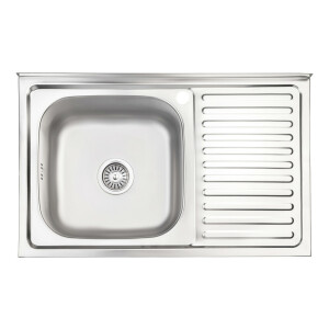 Кухонна мийка Lidz 5080-L 0,8 мм Satin (LIDZ5080LSAT8)