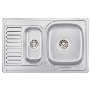 Кухонна мийка з додатковою чашею Lidz 7850 0,8 мм Satin (LIDZ7850SAT8)
