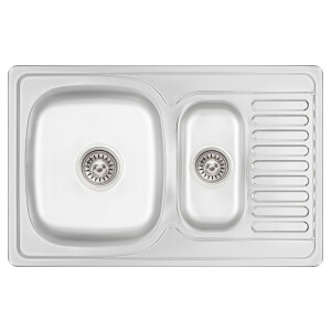 Кухонна мийка з додатковою чашею Lidz 7850 0,8 мм Micro Decor (LIDZ7850MDEC)