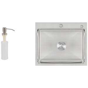 Набір 2 в 1 Lidz кухонна мийка H6050 3.0/1.0 мм Brush + дозатор для миючого засобу