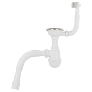 Сифон для кухонної мийки Lidz (WHI) 60 05 M001 01 EURO (вихід 50 мм)