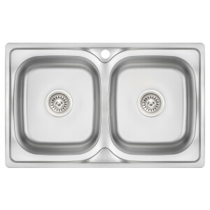 Кухонна мийка з двома чашами Lidz 7948 0,8 мм Micro Decor (LIDZ7948MDEC08)