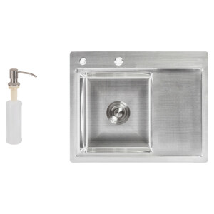 Набір 2 в 1 Lidz кухонна мийка H6350L 3.0/0.8 мм Brush + дозатор для миючого засобу