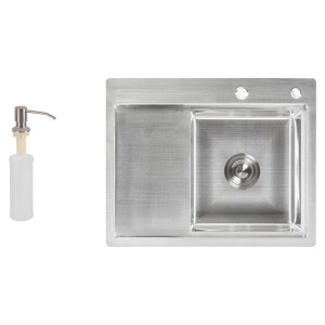 Набір 2 в 1 Lidz кухонна мийка H6350R 3.0/0.8 мм Brush + дозатор для миючого засобу