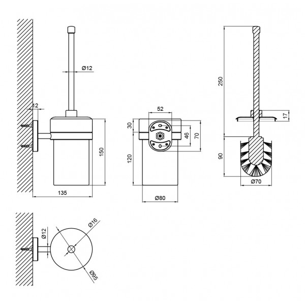 Йоржик для унітаза Lidz (WHI) 114.05.02