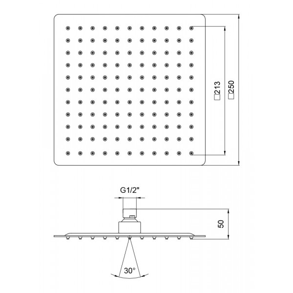 Лейка для верхнего душа Lidz (CRM) 51 10 104 25, 25х25 см