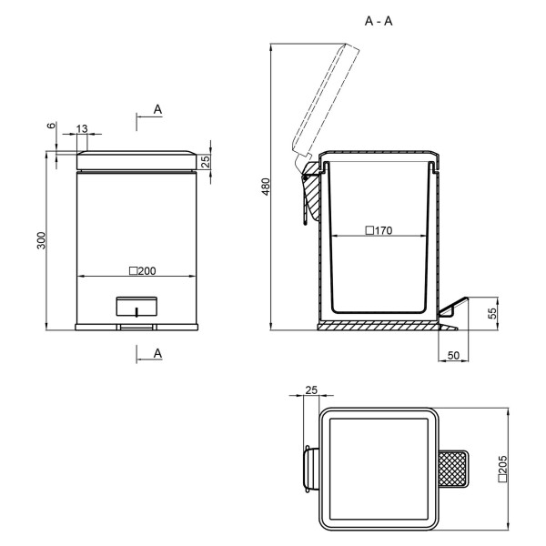 Ведро для мусора Lidz (CRM) 121.11.06 6 л
