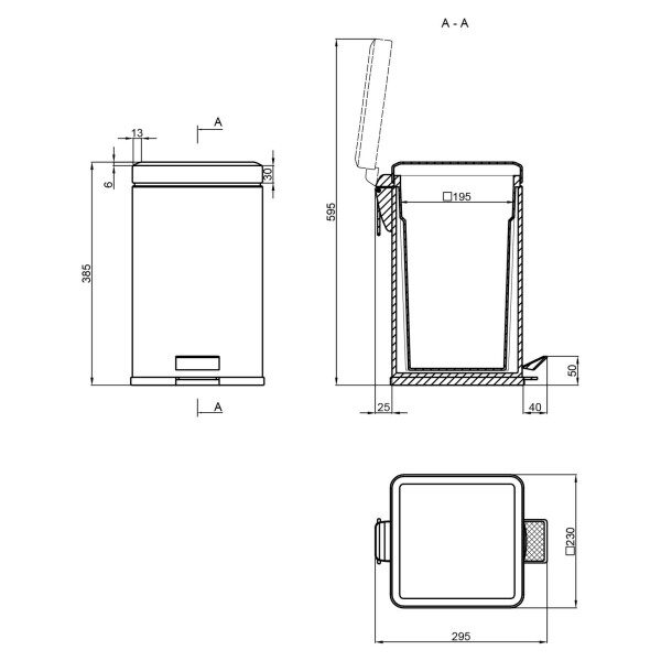 Ведро для мусора Lidz (CRM) 121.11.12 12 л