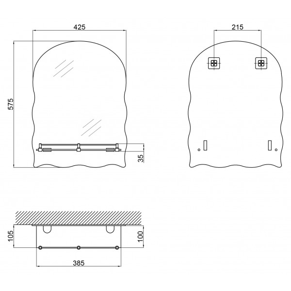 Зеркало Lidz 140.07.02 425х575х105 с полкой