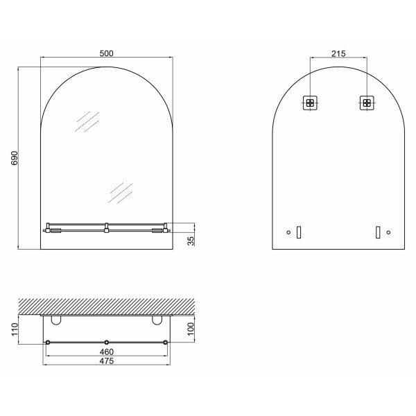 Зеркало Lidz 140.07.03 500х690х110 с полкой